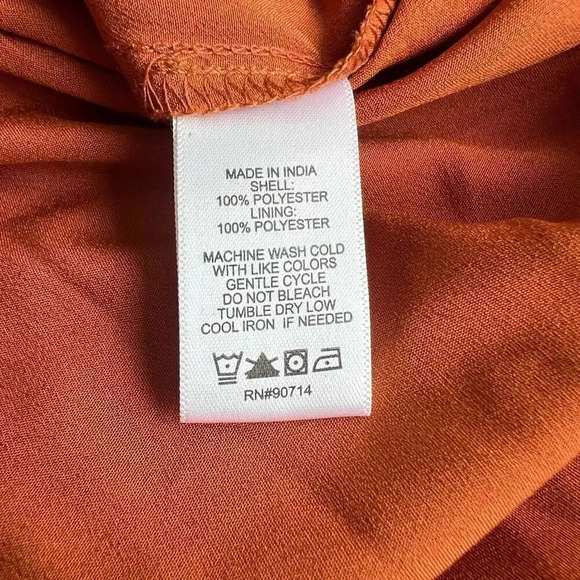 1. STATE Women's Orange Split Neck Long Sleeve Tiered Mini A-Line Dress‎ Medium - Picture 6 of 9